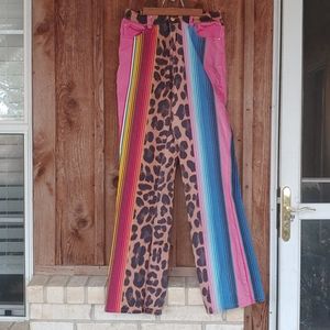 Leopard and serape jeans